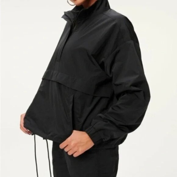 Good American Black Essential Oversized Anorak Jacket Size 1/2 S/M - Picture 1 of 10